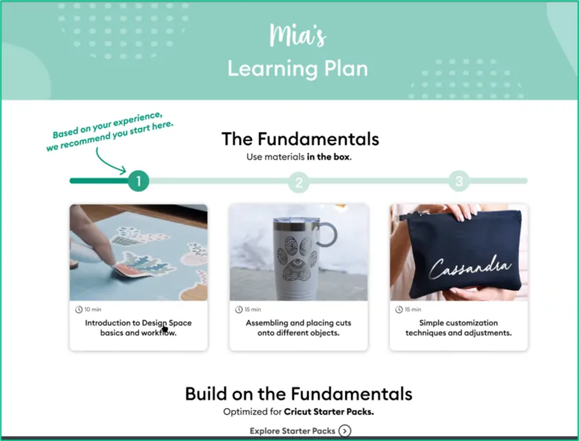Cricut onboarding example
